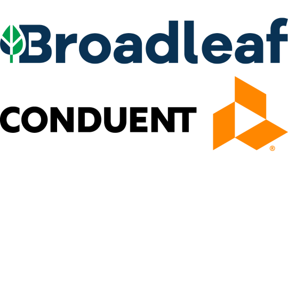 Broadleaf Results logo. Conduent State and Local Solutions Inc. Logo. 